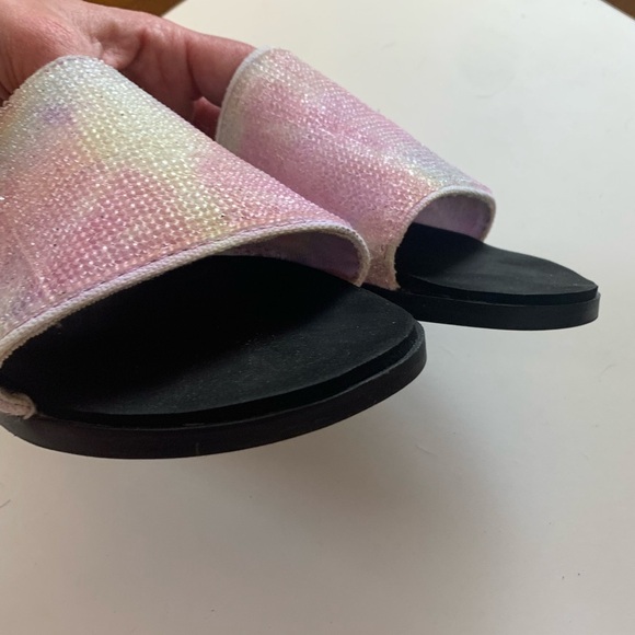 SUGAR SAHARA POOL SLIDE SANDAL White/Silver/Pink Rhinestone Rubber Sole Sz9 NWOT - Picture 7 of 8